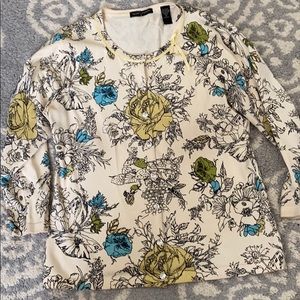 Valerie Stevens Floral Cardigan Sweater Medium
